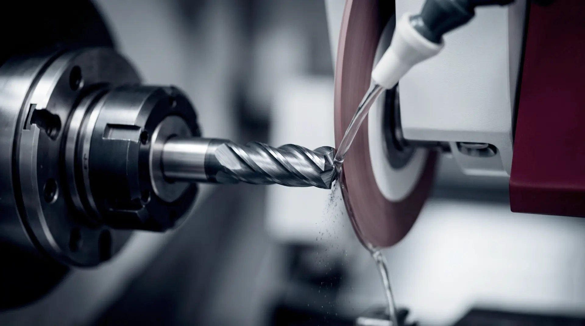 002 Fotorealistischer Close Eines Einzelnen Kleinen Zerspanungsbohrers Waehrend 4k Master