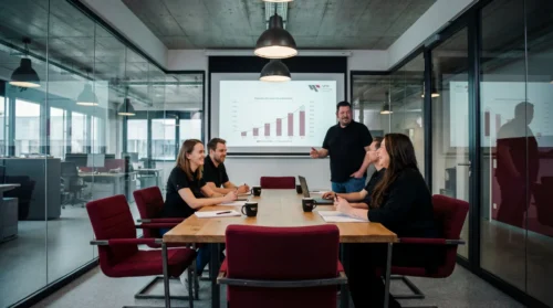 Ein Team Meeting Einem Modernen Konferenzraum 4k 16